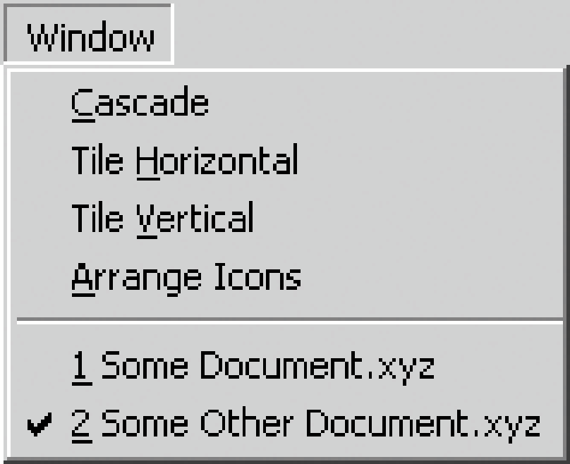 A typical Window menu