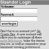 The Login box at Slashdot