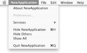 Generic Application menu and menu bar for a Mac OS X application