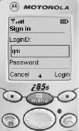 LoginMidlet running in the Motorola i85s emulator (cropped)
