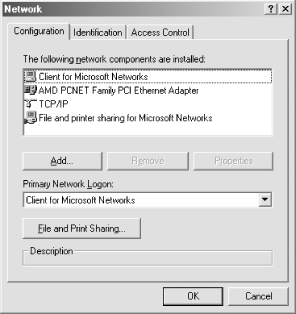 The Windows 95/98/Me Network dialog