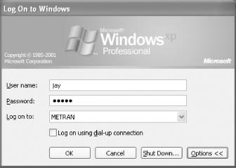 The Windows XP logon window