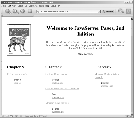 JSP book examples start page