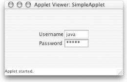 A JApplet running in the SDK appletviewer
