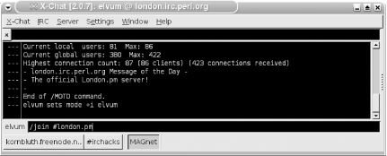 XChat connected to two servers
