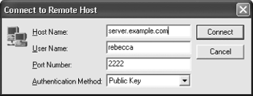 The Connect to Remote Host dialog