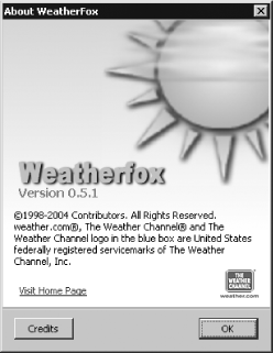 The About ForecastFox dialog box