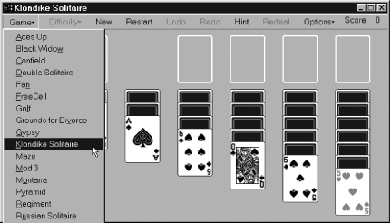 Card Games extension showing game options
