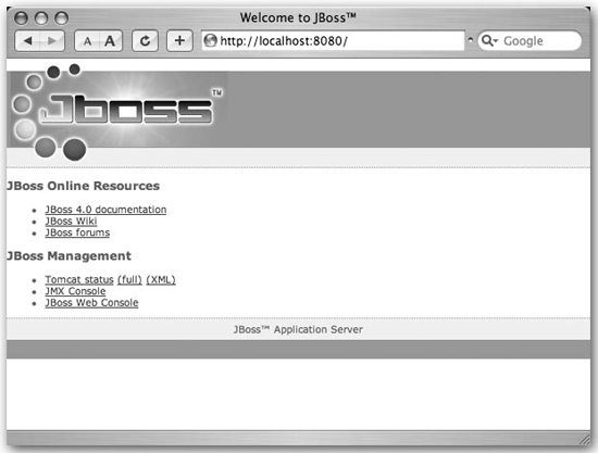 JBoss welcome page