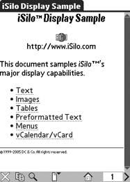 iSilo showing a sample document