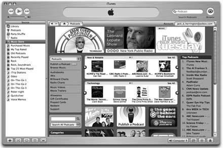 The podcast section of the iTunes Music Store