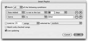 iTunes’ Smart Playlist editor dialog
