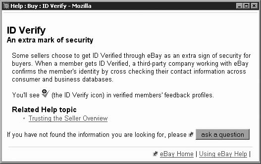 This reassuring page is shown to anyone who clicks the ID Verify icon next to your user ID