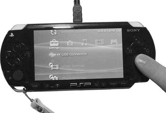 USB Connection can be found under the PSPâs general settings