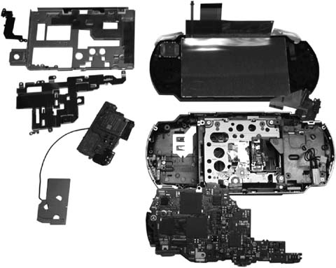The completely disassembled PSP