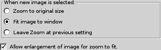 Setting the default image zoom options in GQview