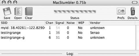 Watching the moving SSID in MacStumbler
