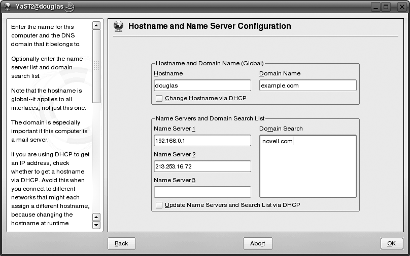 Host name and DNS setup