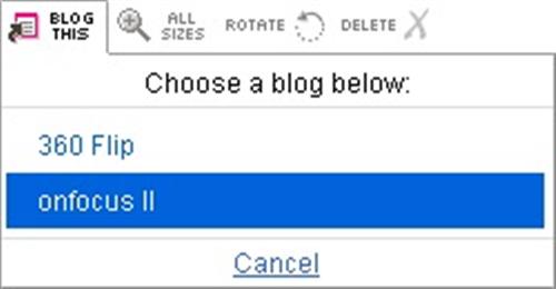 Choosing a blog with the Blog This button