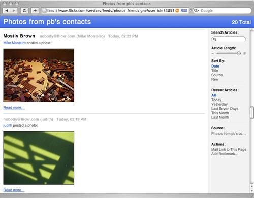Viewing contacts’ photos via RSS