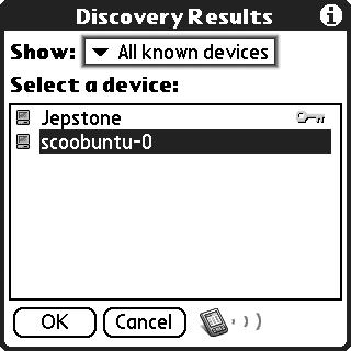 Palm Treo discovering nearby Bluetooth devices