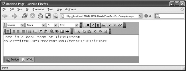 FreeTextBox’s HTML view