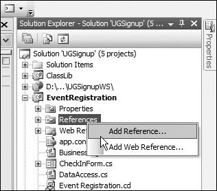 Pulling up the Add Reference context menu