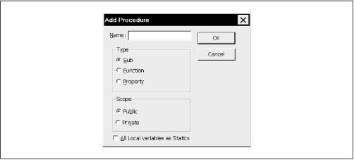 The Add Procedure dialog box