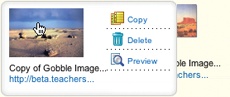 An early version of the Yahoo! for Teachers beta revealed Contextual Tools in an overlay; the overlay covered more than half of the item to its right