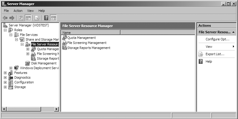 The File Server Resource Manager console