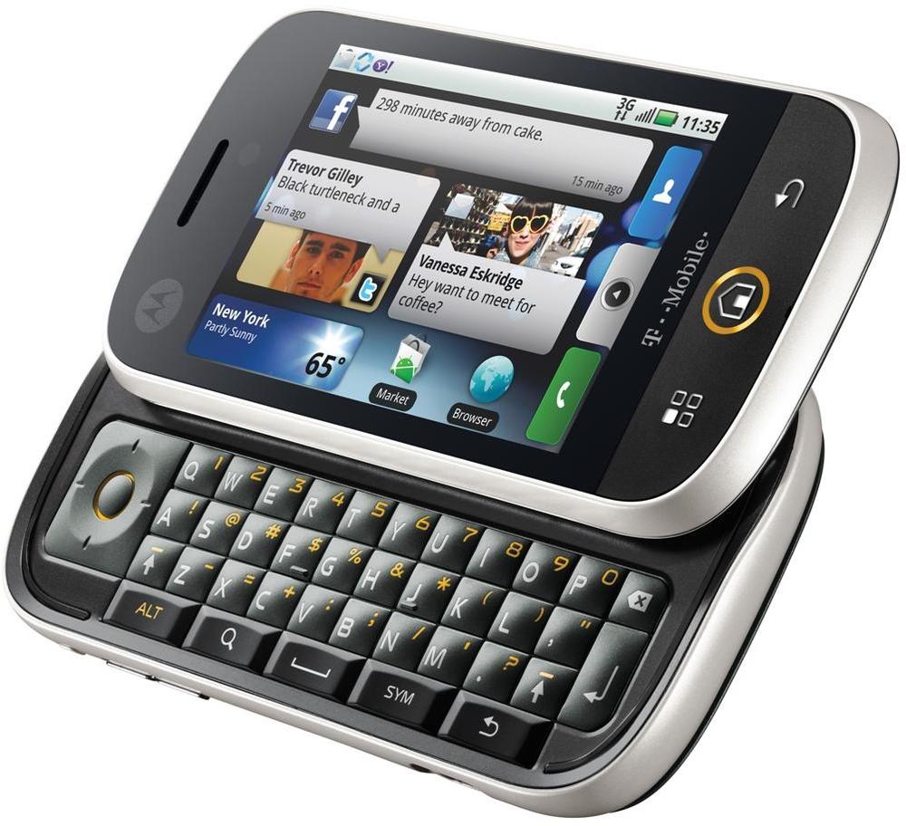 The Motorola CLIQ was the first Android-based device from this company. It includes MOTOBLUR, a push service connecting your home screen with social networks and news sites.