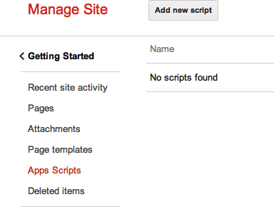 Sites has a Script Manager to help keep you organized.