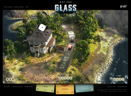 Some websites, like the Get the Glass game, are created entirely with Flash. Its ability to handle interactivity, animation, and video playback makes it a great technology for online games and entertainment websites. But you still need an HTML file to display the Flash movie. (Unfortunately, this remarkable web site is no longer online.)