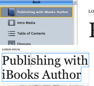 There are two ways to change your book title: in the Book menu (top) or on the title page (bottom).
