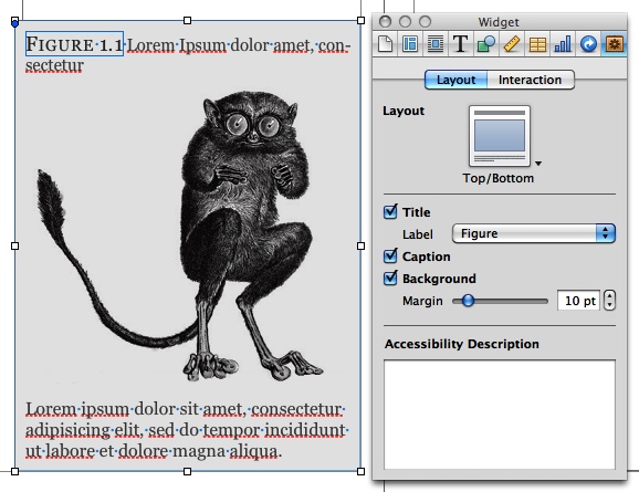 Use the Widget Inspector to turn your images into official numbered figures, complete with title and caption.