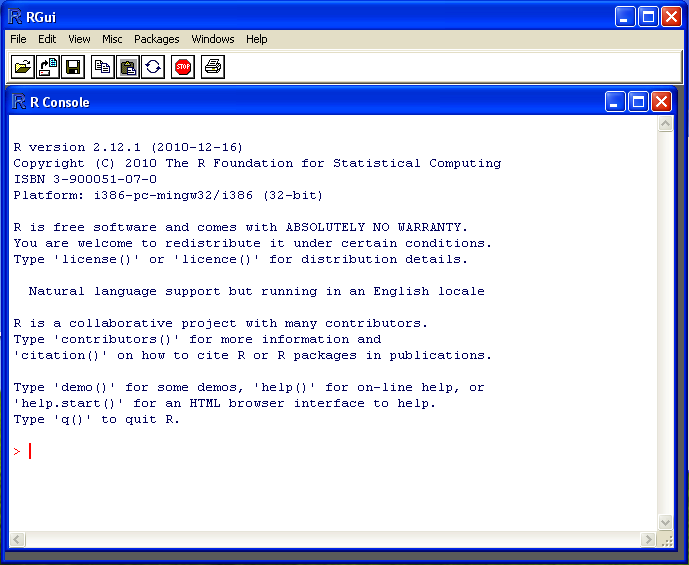 The RGui and R Console on a Windows installation