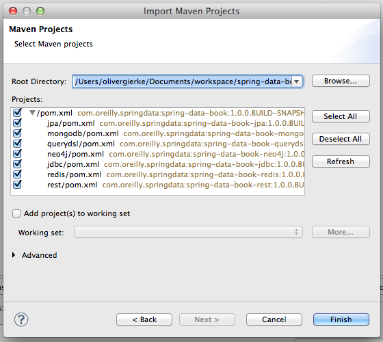 Importing Maven projects into Eclipse (step 2 of 2)