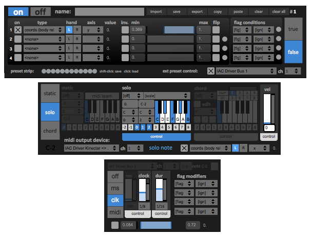 Sections of the Kinectar Instrument Editor screen