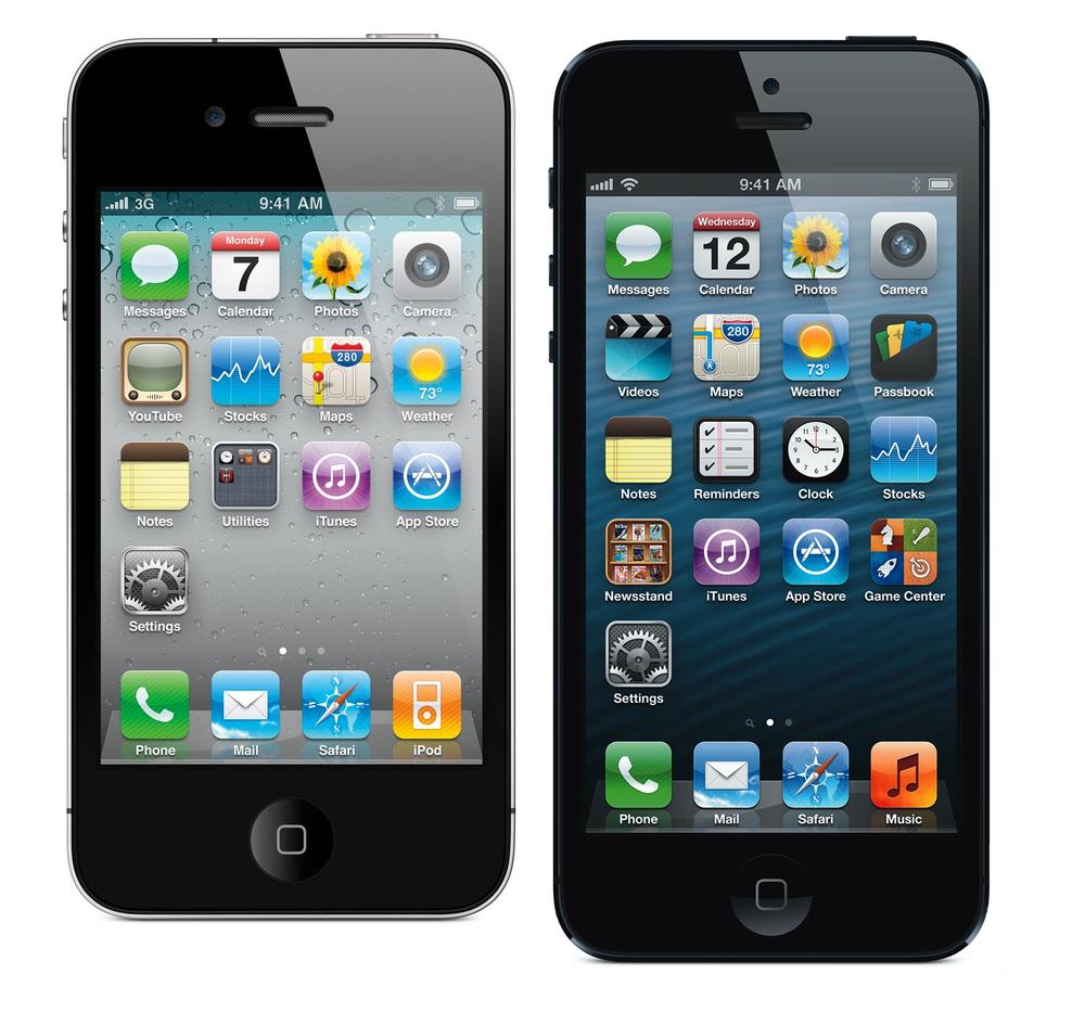 We can find iPod touch and iPhone devices with a 3.5” or 4” screen; here you can see the iPhone 4S and iPhone 5.