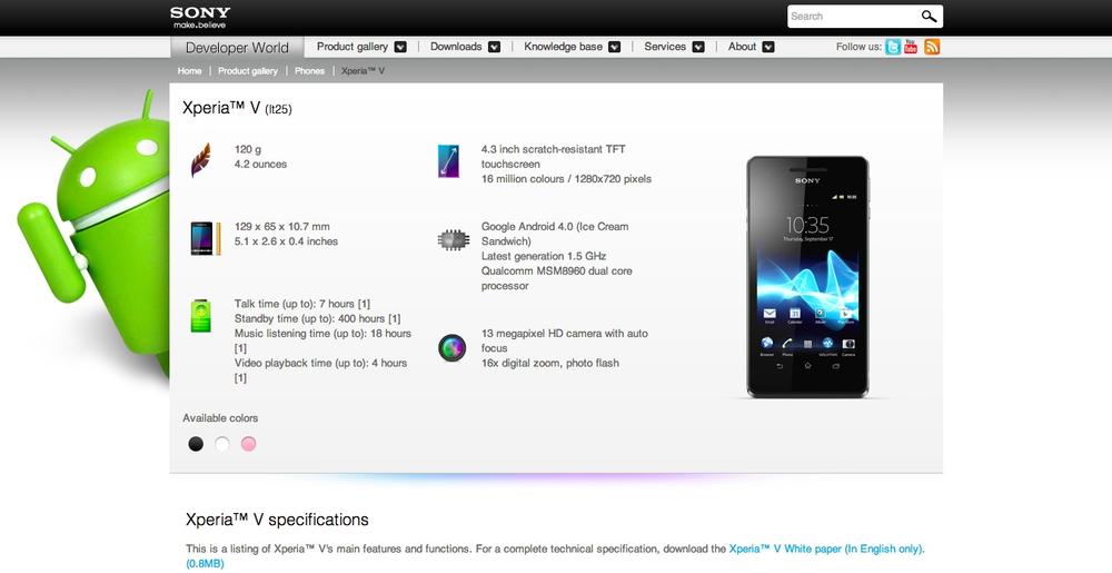 The Sony Mobile Phone Gallery—almost every manufacturer website for developers allows you to filter the devices by features, such as the browser used.