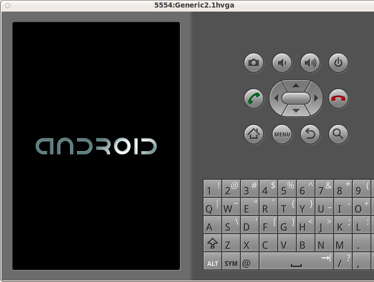The Android project starting up in the emulator