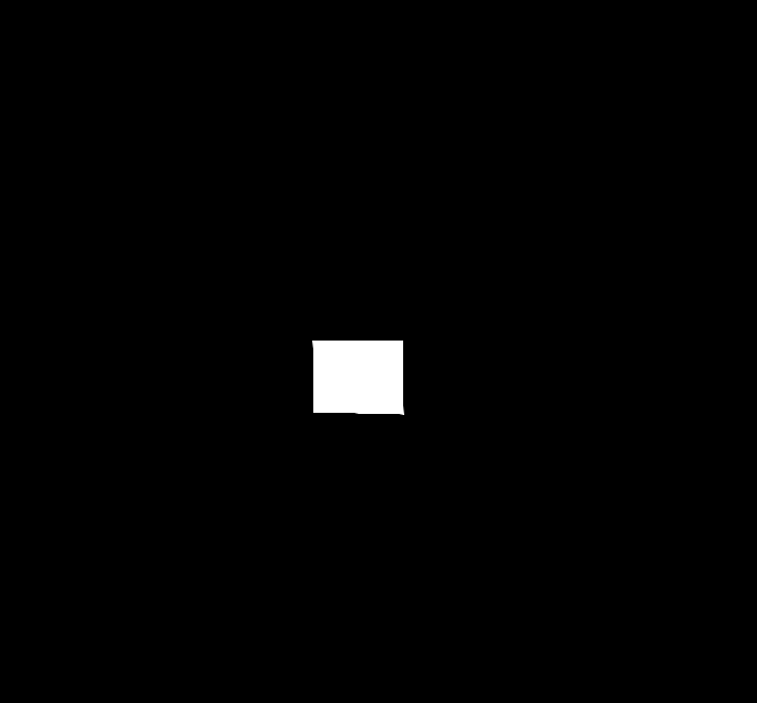 The mask for the TV image, which is white where the TV sits and black otherwise
