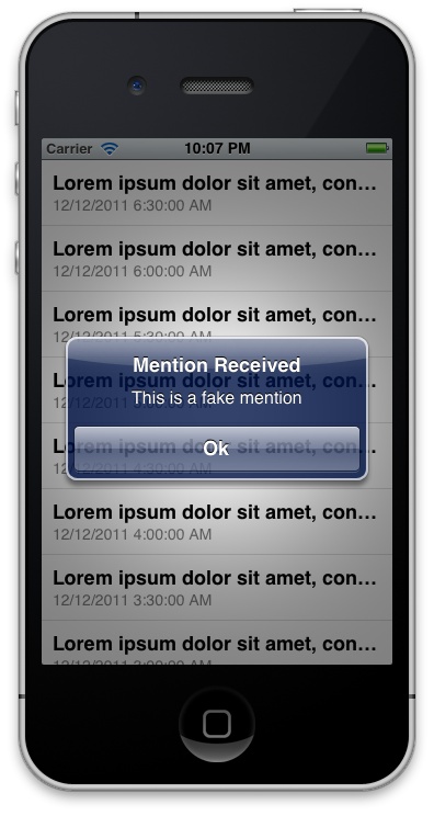 Mention received on iOS