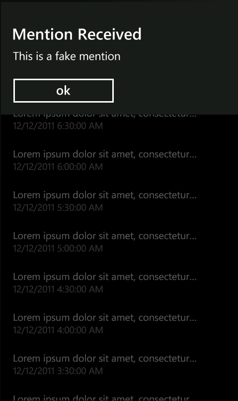 Mention received on Windows Phone