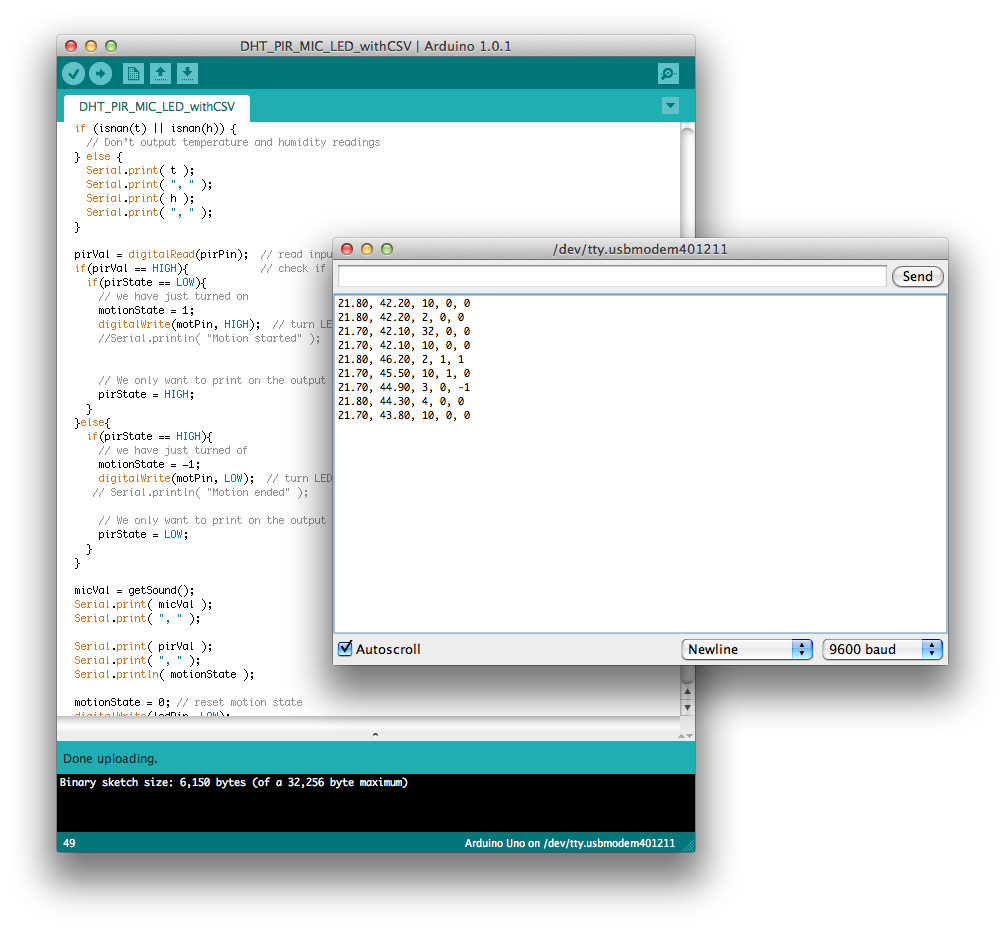 The Arduino should now also report noise levels in the serial console