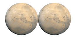 Two images of Mars combined side by side