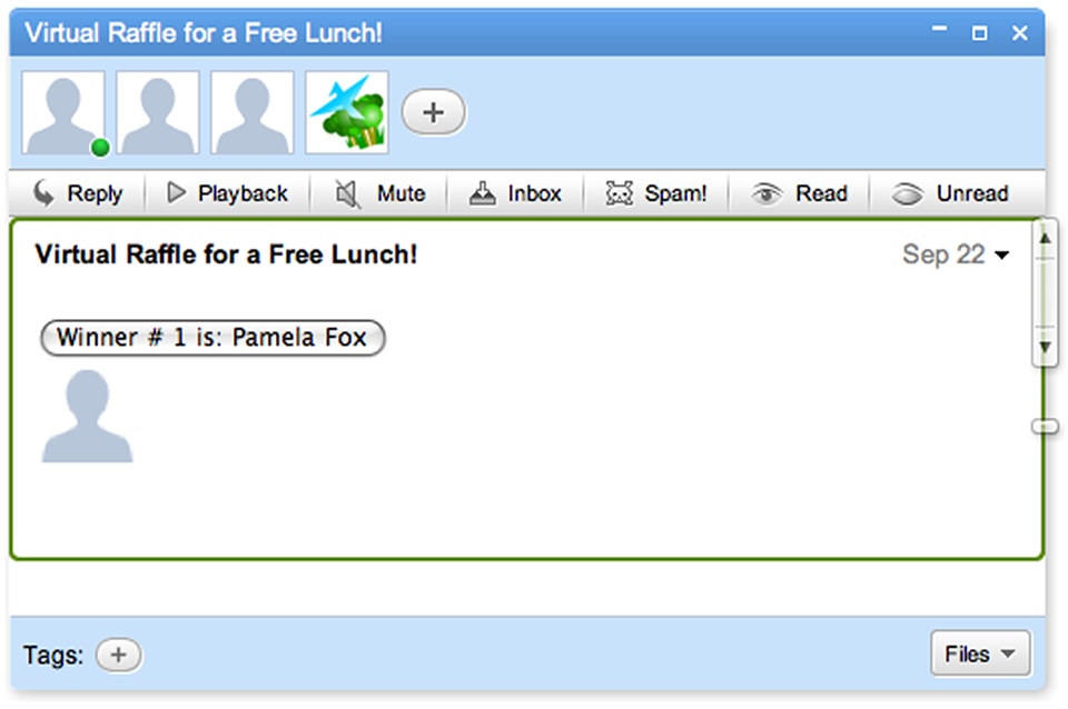 Pamela won a free lunch after Raffly selected her at random. Though we all know there is no such thing as a free lunch.