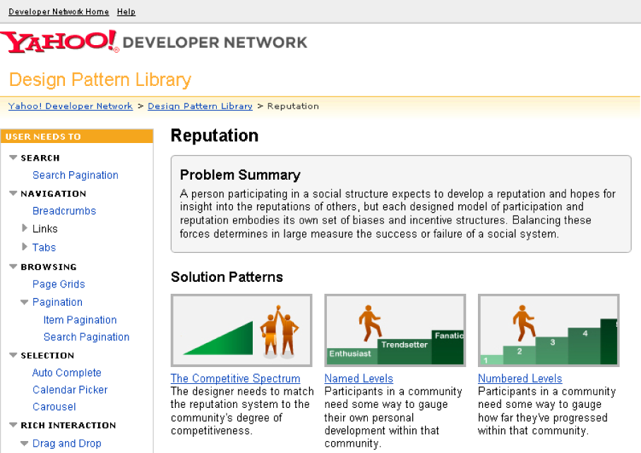 Yahoo!’s pattern library