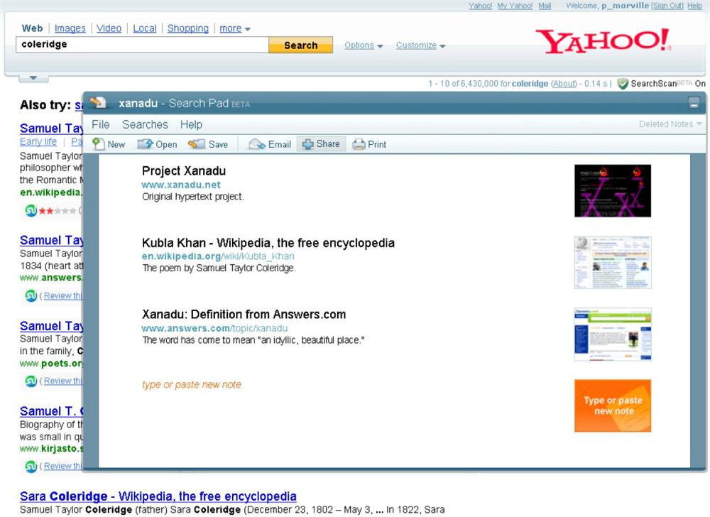 Yahoo! Search Pad