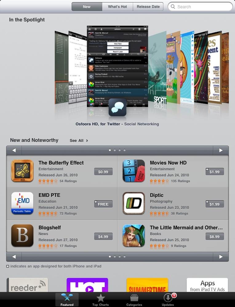 The Featured area of the App Store